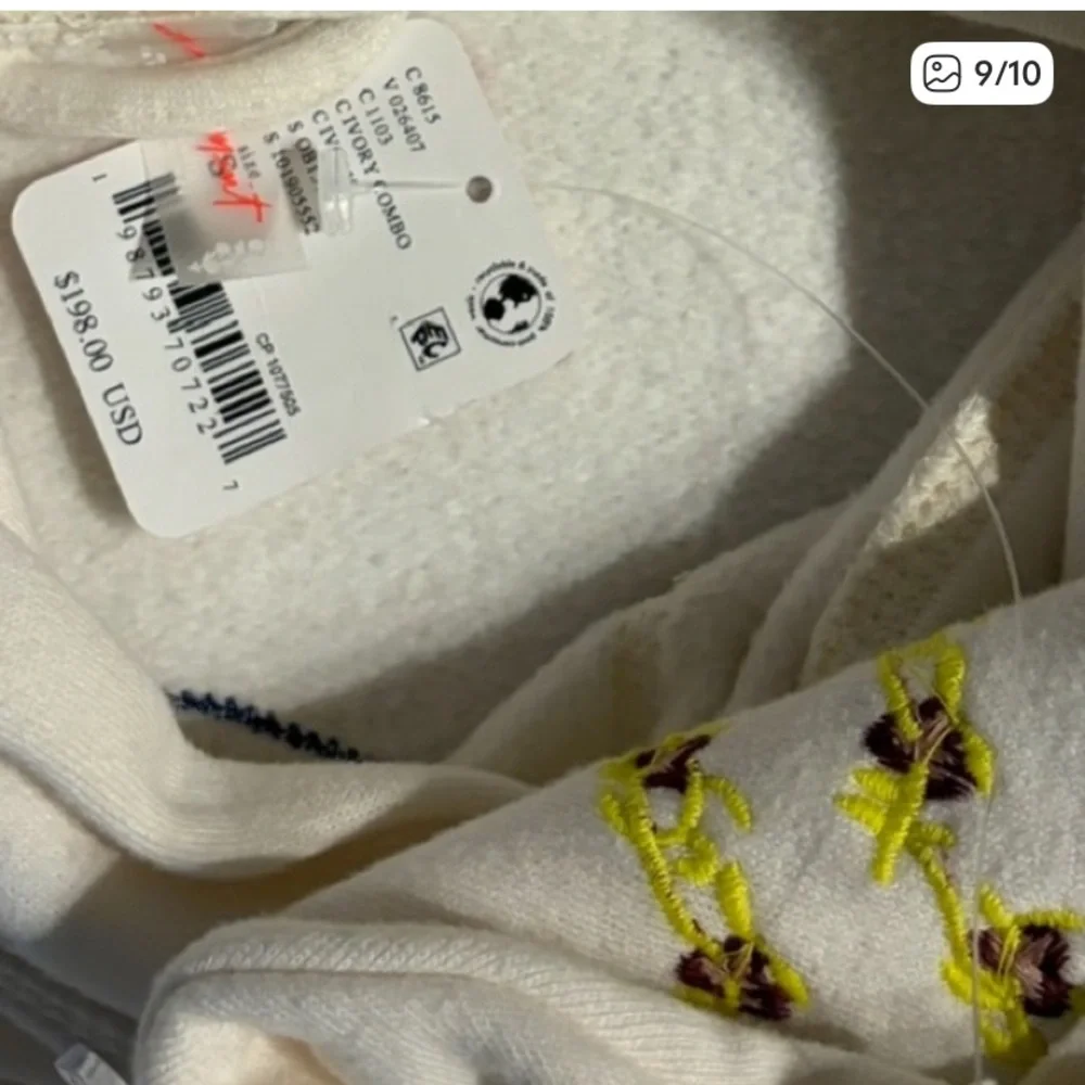 Free People Movement At My Best Embroidered Hoodie Sweatshirt Ivory Sz Small NEW - Picture 6 of 6